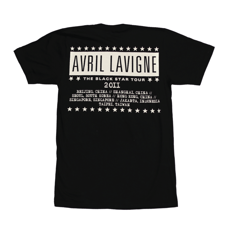 Avril Lavigne The Black Star Tour 2011 T-Shirt Back - American